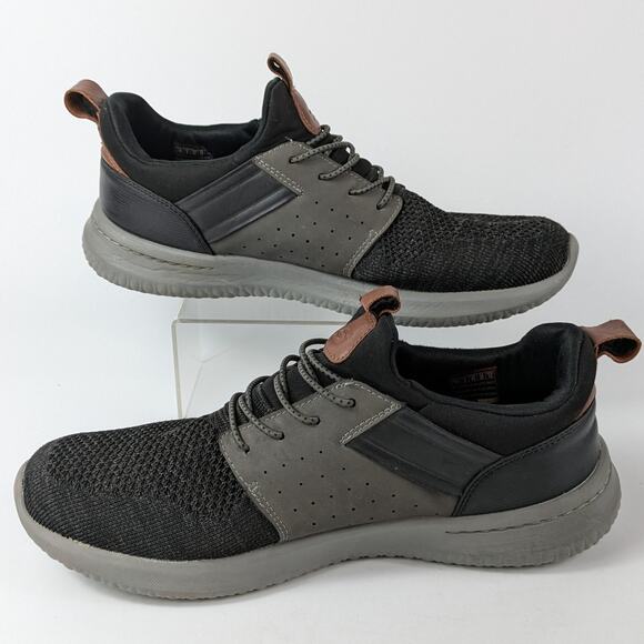 Skechers Mens Sz 10 Sneakers Delson Black Trainers Air-Cooled Memory Foam Gray main image 12